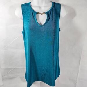 Dana Buchman Travel Anywhere Sleeveless Teal Dressy Top NWT Women's Small